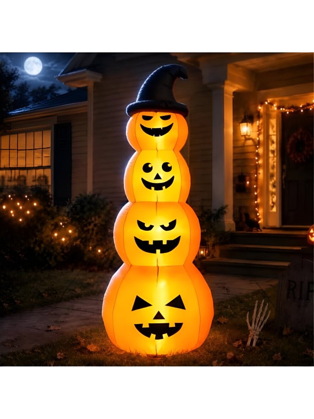 8FT Halloween Inflatable Stacked Pumpkins Outdoor Party Decor